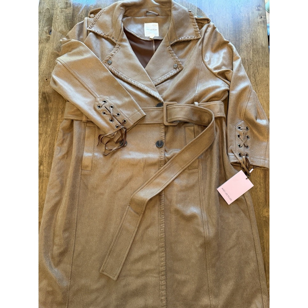 AVEC LES FILLES Plus Faux Suede Belted Trench Coat XXL